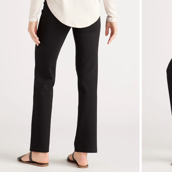 Quince Ultra Stretch Ponte Straight Leg Pants in Black - medium petite - Picture 2 of 11